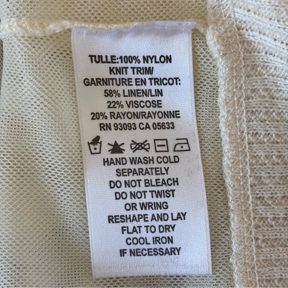 Nic + Zoé Mesh Fan Linen Blend Trim Cardigan Petite Med - Picture 6 of 7